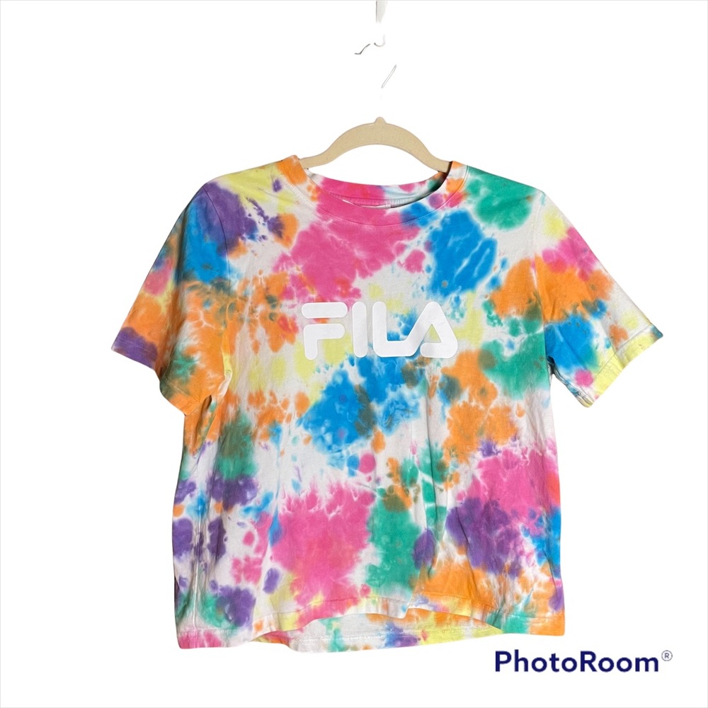 FILA tie dye cropped T shirt in size medium